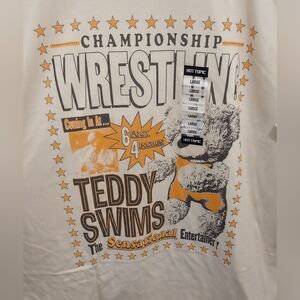 Teddy Swims T Shirt Mens Size Large Championship Wrestling Bear Graphic Tee